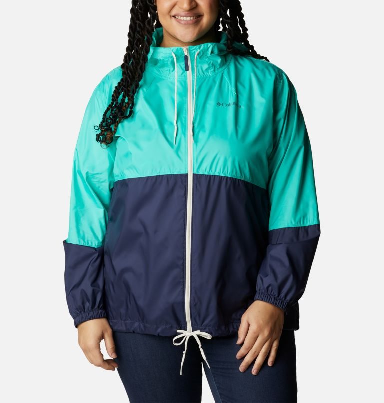 Columbia Flash Forward Windbreaker Jakke Dame Turkis Marineblå | Plus Size 25410Y